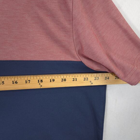 Travis Mathew Polo Mens XXL Red Navy Heather Stripe Logo Short Sleeve Golf Shirt - Picture 5 of 9